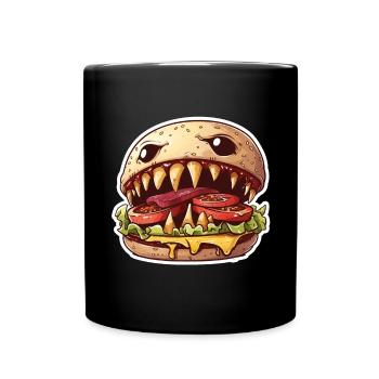 Cheeseburger carnivore – Monster Burger - Mug uni - noir - Devant