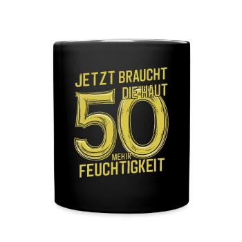 Bier Humor zum 50. Geburtstag - Tasse einfarbig - Schwarz - Vorne