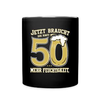 Bier Humor zum 50. Geburtstag - Tasse einfarbig - Schwarz - Vorne