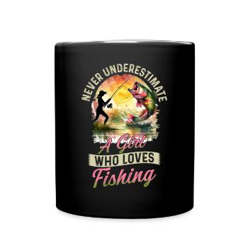 Ne sous-estimez jamais une fille qui aime la pêche - Mug uni - noir - Devant