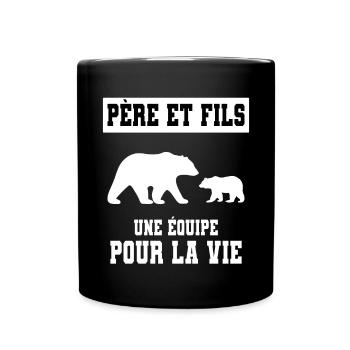 ours père et fils duo homme cadeau papa - Mug uni - noir - Devant