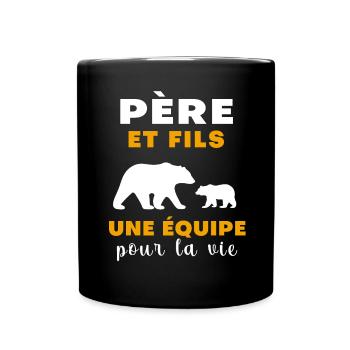 Bär Vater und Sohn Geschenk Papa - Tasse einfarbig - Schwarz - Vorne