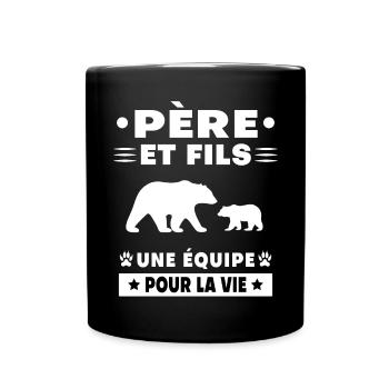 père et fils ours duo homme cadeau papa - Mug uni - noir - Devant