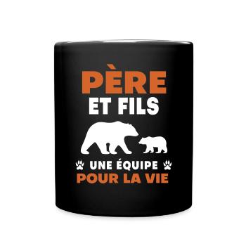 père fils ours duo homme cadeau papa - Mug uni - noir - Devant