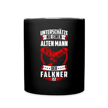 Alter Mann der Falkner ist Beizjagd Falknerei - Tasse einfarbig - Schwarz - Vorne