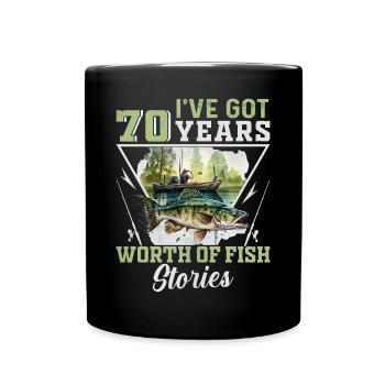 Ich habe 70 Jahre lang Fischgeschichten - Tasse einfarbig - Schwarz - Vorne