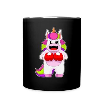 Einhorn Boxer Boxhandschuhe Boxen - Tasse einfarbig - Schwarz - Vorne