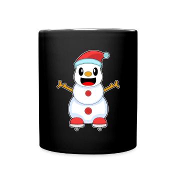 Schneemann Weihnachten Eislaufen - Full Colour Mug - black - Front