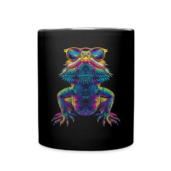 Bearded Dragon Lizard Reptile Sunglasses Pop Art - Full Colour Mug - black - Front
