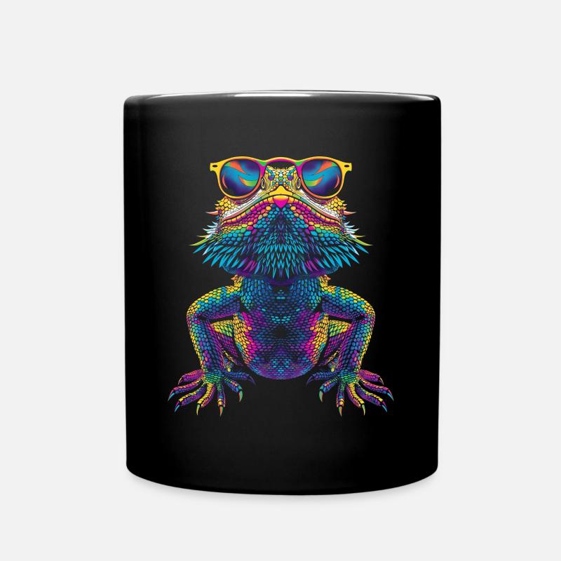 Bartagame Eidechse Reptil Sonnenbrille Pop Art - Tasse einfarbig - Schwarz