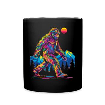 Bigfoot Sasquatch Yeti Sunglasses Pop Art - Full Colour Mug - black - Front
