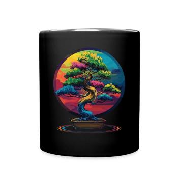 Bonsai Baum Japanisch Zen Pop Art - Tasse einfarbig - Schwarz - Vorne