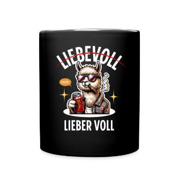 Liebevoll Lieber Voll Alpaka Bier Saufen - Tasse einfarbig - Schwarz - Vorne