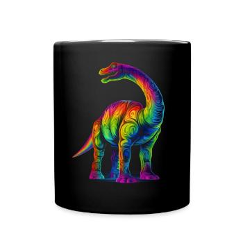 Brontosaurus Dinosaurier Pop Art - Tasse einfarbig - Schwarz - Vorne