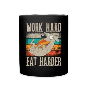 Hot Dog Adulte Rétro Travailler dur Manger - Mug uni - noir - Devant
