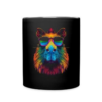 Capybara Capibara Sonnenbrille Pop Art - Tasse einfarbig - Schwarz - Vorne