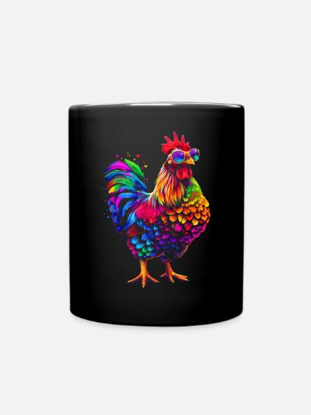 Huhn Sonnenbrille Bauernhof Landwirt Pop Art - Tasse einfarbig - Schwarz