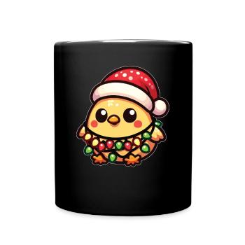 Chapeau de Noël Noël Fées Lumières Poussins - Mug uni - noir - Devant