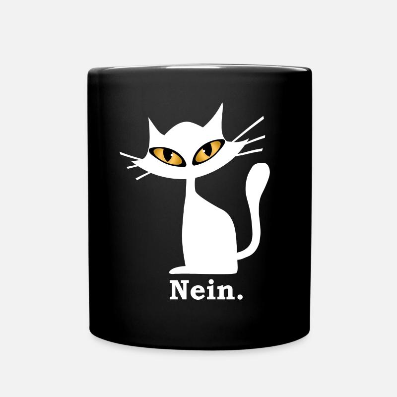 Nein Katze lustig grimmige Katze böser Blick - Tasse einfarbig - Schwarz