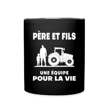 farmer father and son duo man dad - Full Colour Mug - black - Front