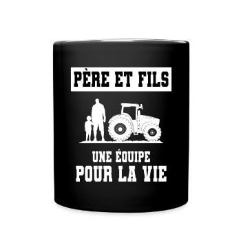 farmer father and son duo man - Full Colour Mug - black - Front