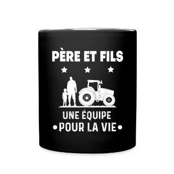 agriculteur père et fils équipe duo homme - Mug uni - noir - Devant