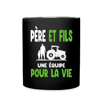 agriculteur père et fils équipe pour la vie vie - Mug uni - noir - Devant
