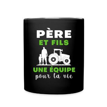 agriculteur père et fils - Mug uni - noir - Devant
