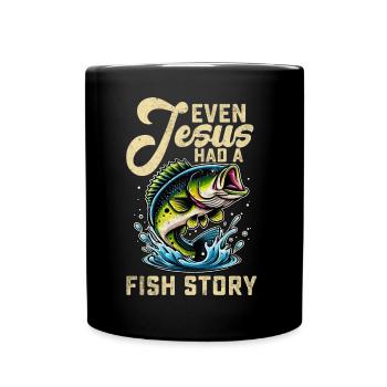 Sogar Jesus hatte eine Fischgeschichte - Tasse einfarbig - Schwarz - Vorne