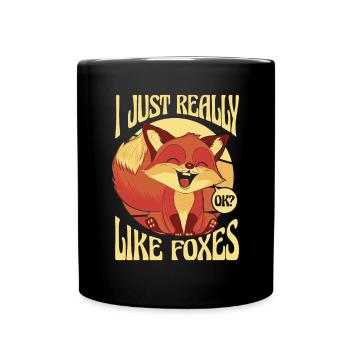 I Just Really Like Foxes Caninae Red Fox Canidae - Full Colour Mug - black - Front