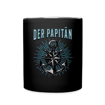 Papitän Papa Kapitän Vatertag Captain Anker Segler - Tasse einfarbig - Schwarz - Vorne