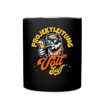 Projektleitung vollsuff Bier Saufen Alpaka - Tasse einfarbig - Schwarz - Vorne