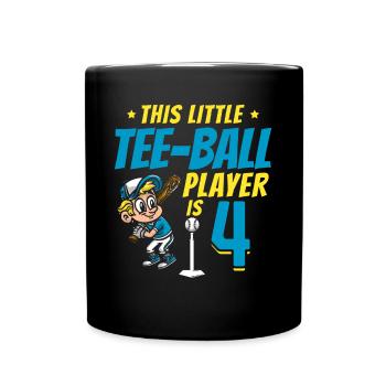 Tee-ball player Party 4th Birthday Tee-ball player - Full Colour Mug - black - Front