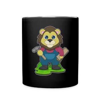 Marteau charpentier lion - Mug uni - noir - Devant