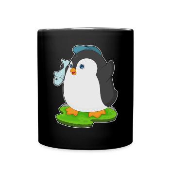 Pinguin Fisch - Tasse einfarbig - Schwarz - Vorne