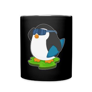 Pinguin Surfen Surfbrett Sommer - Tasse einfarbig - Schwarz - Vorne
