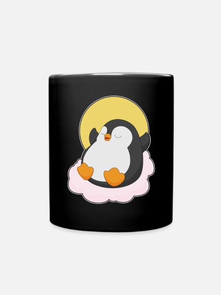 Pinguin Wolken - Tasse einfarbig - Schwarz