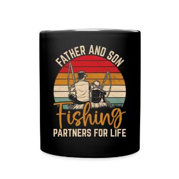 Père et fils Partenaires de pêche pour la vie - Mug uni - noir - Devant