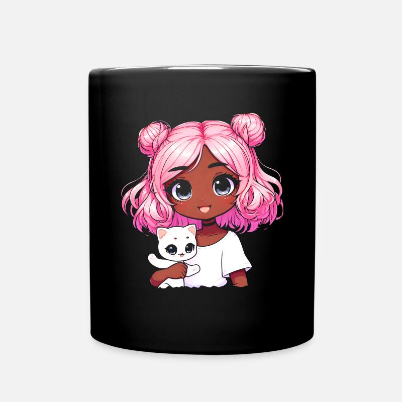 Anime African American Afro Anime Merch Zeug - Tasse einfarbig - Schwarz