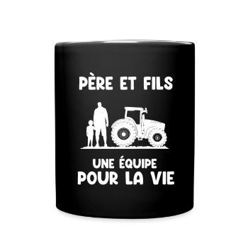 Father and Son Farmer Team for Life Dad - Full Colour Mug - black - Front