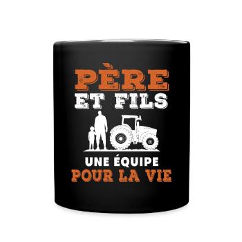 père et fils agriculteur équipe pour la vie vie - Mug uni - noir - Devant