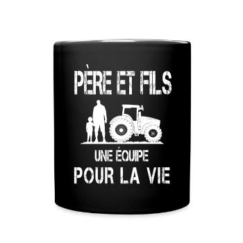 père et fils agriculteur - Mug uni - noir - Devant