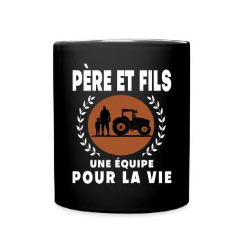 Father Son Farmer Retro Vintage Man - Full Colour Mug - black - Front