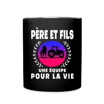 Vater Sohn Retro Vintage Bauer - Tasse einfarbig - Schwarz - Vorne