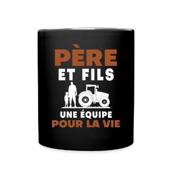 père fils agriculteur équipe pour la vie vie - Mug uni - noir - Devant