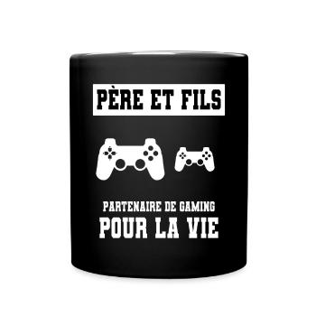 Gaming Vater und Sohn Duo Mann Gamer Papa - Tasse einfarbig - Schwarz - Vorne