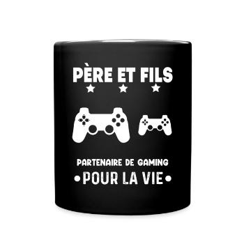 Gaming father and son partner man gamer dad - Full Colour Mug - black - Front