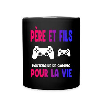 Gaming Father and Son Partner Life Dad Gamer - Full Colour Mug - black - Front