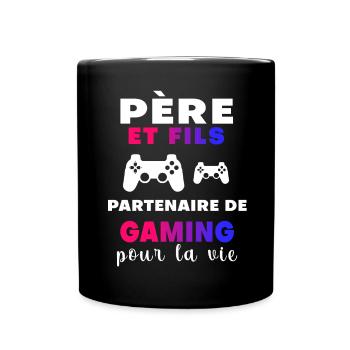 Gaming Vater und Sohn Gamer Papa - Tasse einfarbig - Schwarz - Vorne