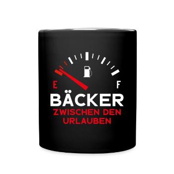 LUSTIG BÄCKER ZWISCHEN DEN URLAUBEN BÄCKEREI - Tasse einfarbig - Schwarz - Vorne